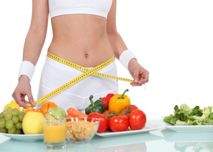 Table with products useful for weight loss