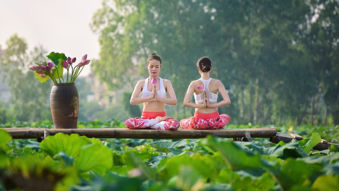 Girls in lotus posing