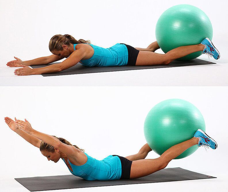 Ball boat exercise for burning fat in the hips and thighs